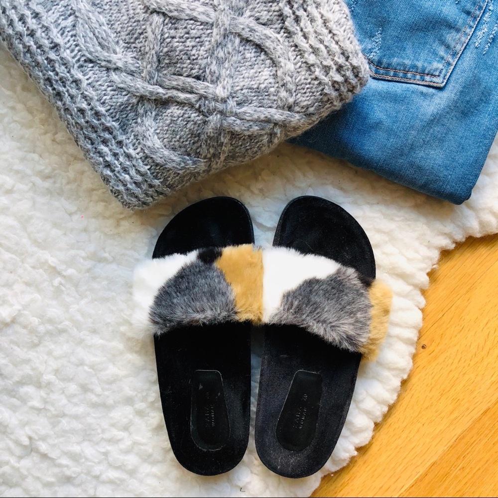 Zara Fur Slides